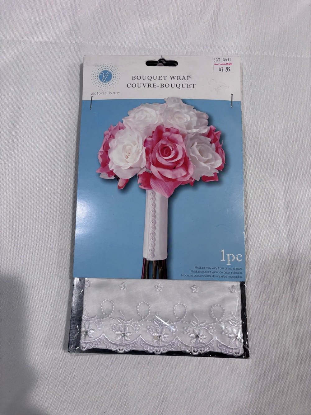 Victoria Lynn Pink & White Floral Bouquet Wrap with Lace Handle